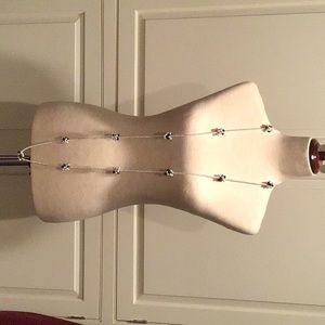 FAUX WHITE PEARL AND BLACK BEAD VERY LONG NECKLACE